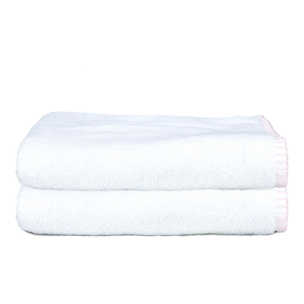 Sada 2 ručníků Whyte 50x90 cm, bílá/růžová
