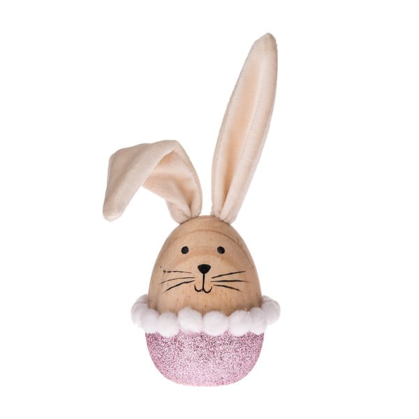 Béžovo-růžová dřevěná velikonoční dekorace Dakls Bunny