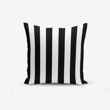 Față de pernă cu amestec din bumbac Minimalist Cushion Covers Black White Striped, 45 x 45 cm, negru - alb