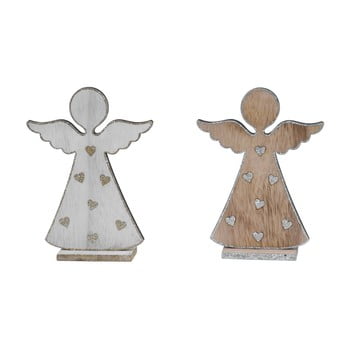 Decorațiune din lemn de crăciun ego dekor angels, alb-maro
