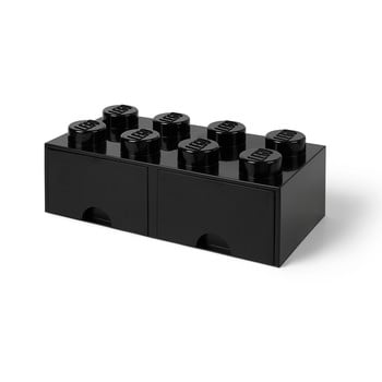 Cutie depozitare cu 2 sertare LEGO®, negru imagine
