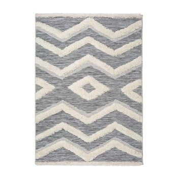 Covor universal cheroky waves, 55 x 110 cm, alb - gri