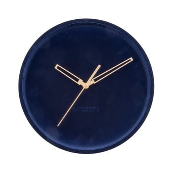 Ceas din catifea pentru perete karlsson lush, albastru închis, ø 30 cm