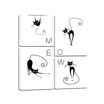 Tablou din 4 piese styler styler scandi cats, 64 x 74 cm