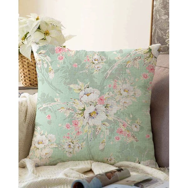 Zelený povlak na polštář s příměsí bavlny Minimalist Cushion Covers Blossom, 55 x 55 cm