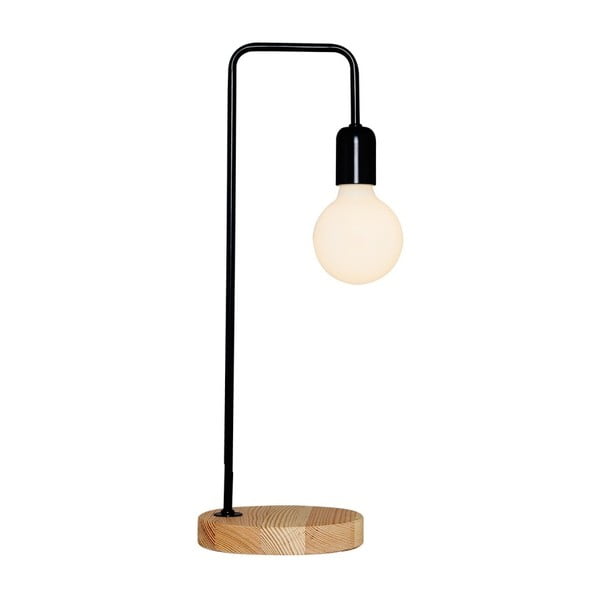 Černá stolní lampa s dřevěným podstavcem Homemania Valetta