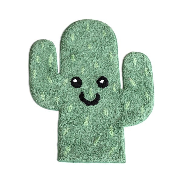 Zelená bavlněná koupelnová předložka Mr. Fox Happy Cactus, 55 x 62 cm