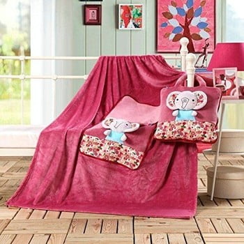 Pătură din microfibră pentru copii decoking cuties elephant, 110 x 160 cm, roz