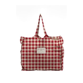 Geantă textilă linen couture linen bag red vichy