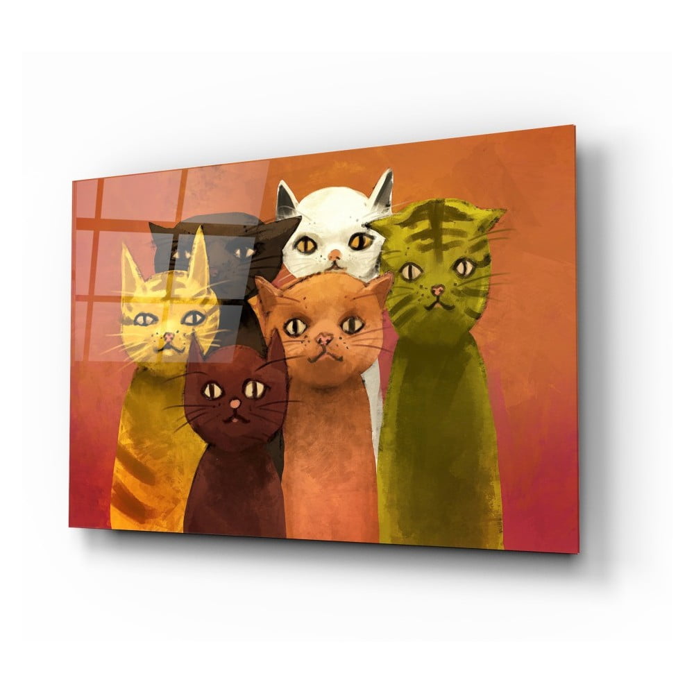Skleněný obraz Insigne Cartoon Cats, 72 x 46 cm