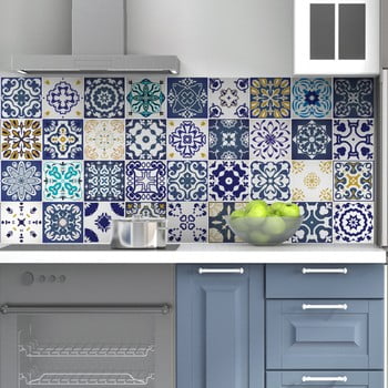 Set 60 autocolante de perete ambiance tiles azulejos cyprus, 15 x 15 cm
