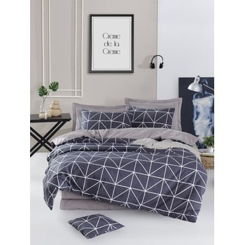 Lenjerie de pat din bumbac ranforce pentru pat de 1 persoană mijolnir gina anthracite, 140 x 200 cm