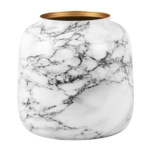 Bílo-černá železná váza PT LIVING Marble, výška 12,5 cm