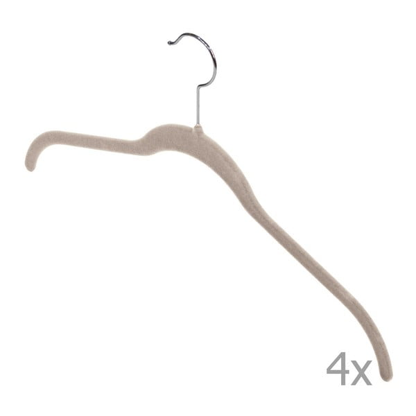 Sada 4 béžových ramínek na trička Domopak Velvet