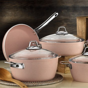 Set 3 oale și tigaie din oțel inoxidabil kutahya rose