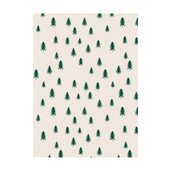 5 archů béžovo-zeleného balícího papíru eleanor stuart Christmas Trees, 50 x 70 cm