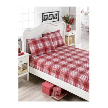 Set cearșaf și 2 fețe de pernă flanelo lusno, 160 x 200 cm, roșu