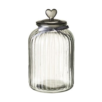 Recipient din sticlă cu capac Unimasa Heart, 5,4 l, argintiu imagine