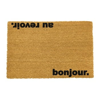 Covoraș intrare din fibre de cocos artsy doormats bonjour au revoir, 40 x 60 cm