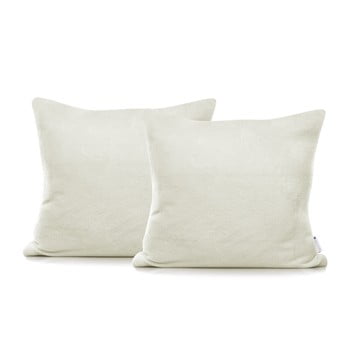 Set 2 fețe de pernă din bumbac decoking mic, 45 x 45 cm, crem