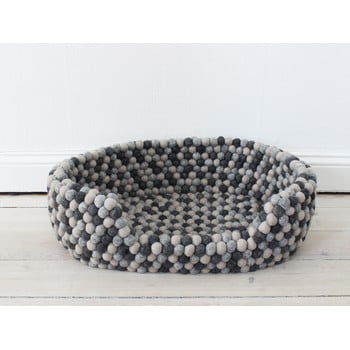 Pat cu bile din lână, pentru animale de companie Wooldot Ball Pet Basket, 60 x 40 cm, gri închis