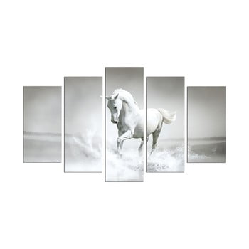 Tablou din mai multe piese white horse, 110 x 60 cm