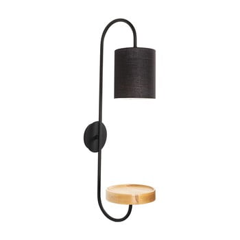 Aplică metalică cu abajur maro deschis opviq lights marylena, negru