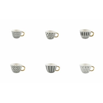 Set 6 cești de cafea villa d´este masai, 90 ml, alb - negru