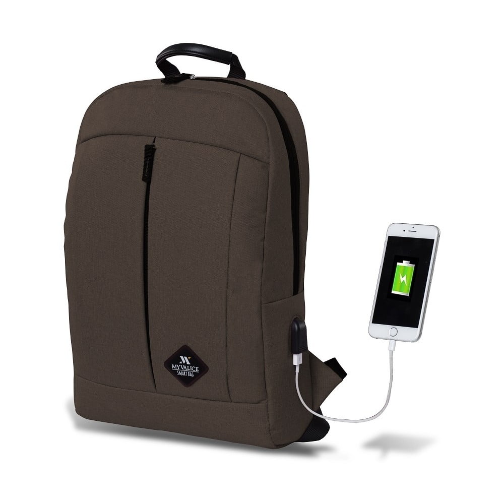 Tmavě hnědý batoh s USB portem My Valice GALAXY Smart Bag