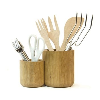 Suport din lemn pentru ustensile de bucătărie wireworks double utensils pot