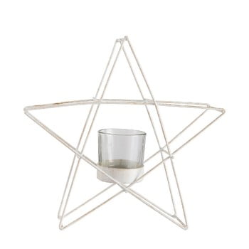 Sfeșnic j-line glitter star, alb