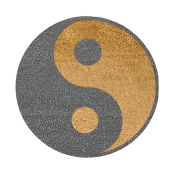 Covor intrare rotund artsy doormats grey yin yang, ⌀ 70 cm, gri