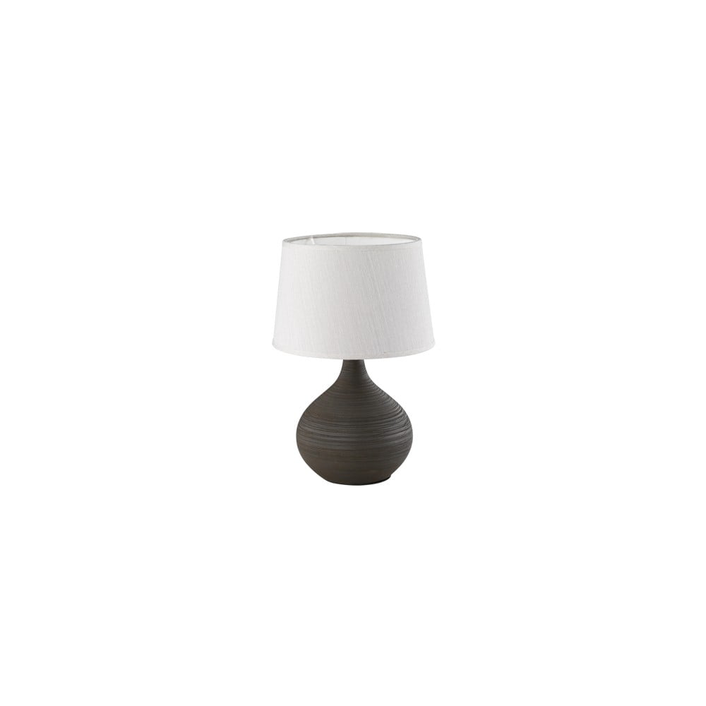Tmavě hnědá stolní lampa z keramiky a tkaniny Trio Martin, výška 29 cm