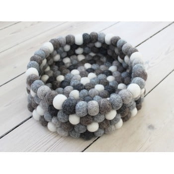 Coș depozitare cu bile din lână wooldot ball basket, ⌀ 28 cm, alb - gri