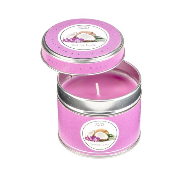 Aroma svíčka v plechovce s vůní tropického ovoce Copenhagen Candles, doba hoření 32 hodin