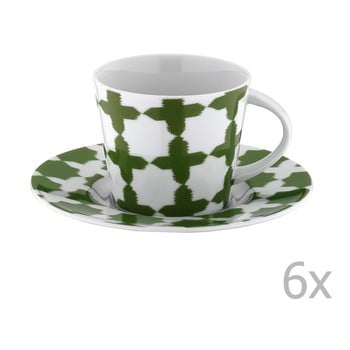 Set 6 căni din porțelan pentru ceai cu farfurioară drosoula