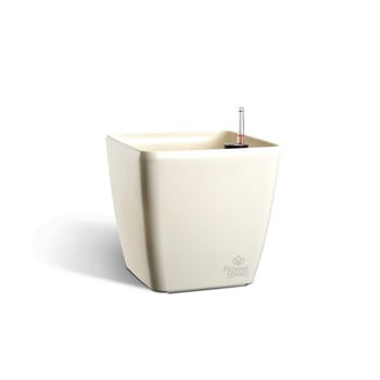 Ghiveci cu sistem de auto-irigare flower lover quadrato, 18 x 18 cm, alb