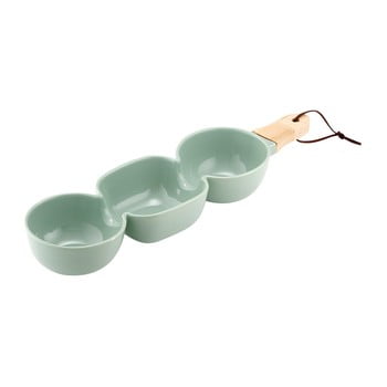 Bol triplu pentru servit, din porțelan, ladelle classic, verde