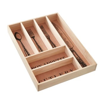 Cutie depozitare din lemn de pin pentru tacâmuri premier housewares vintage