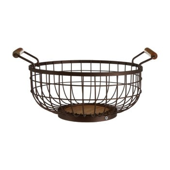 Coș metalic cu mânere din lemn pentru fructe premier housewares, arămiu