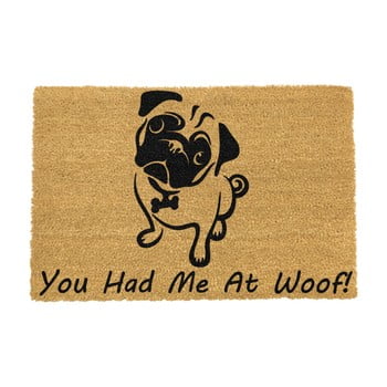 Covoraș intrare din fibre de cocos artsy doormats you had me at woof pug, 40 x 60 cm