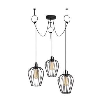 Lustră de 3 becuri opviq lights tel chain, negru