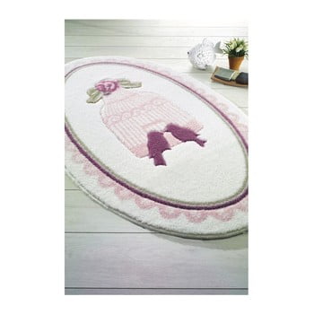 Covoraș de baie confetti bathmats birdcage, 80 x 130 cm, roz-alb