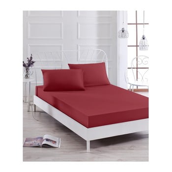 Set cearșaf și 2 fețe de pernă single essentiale, 200 x 100 cm, roșu