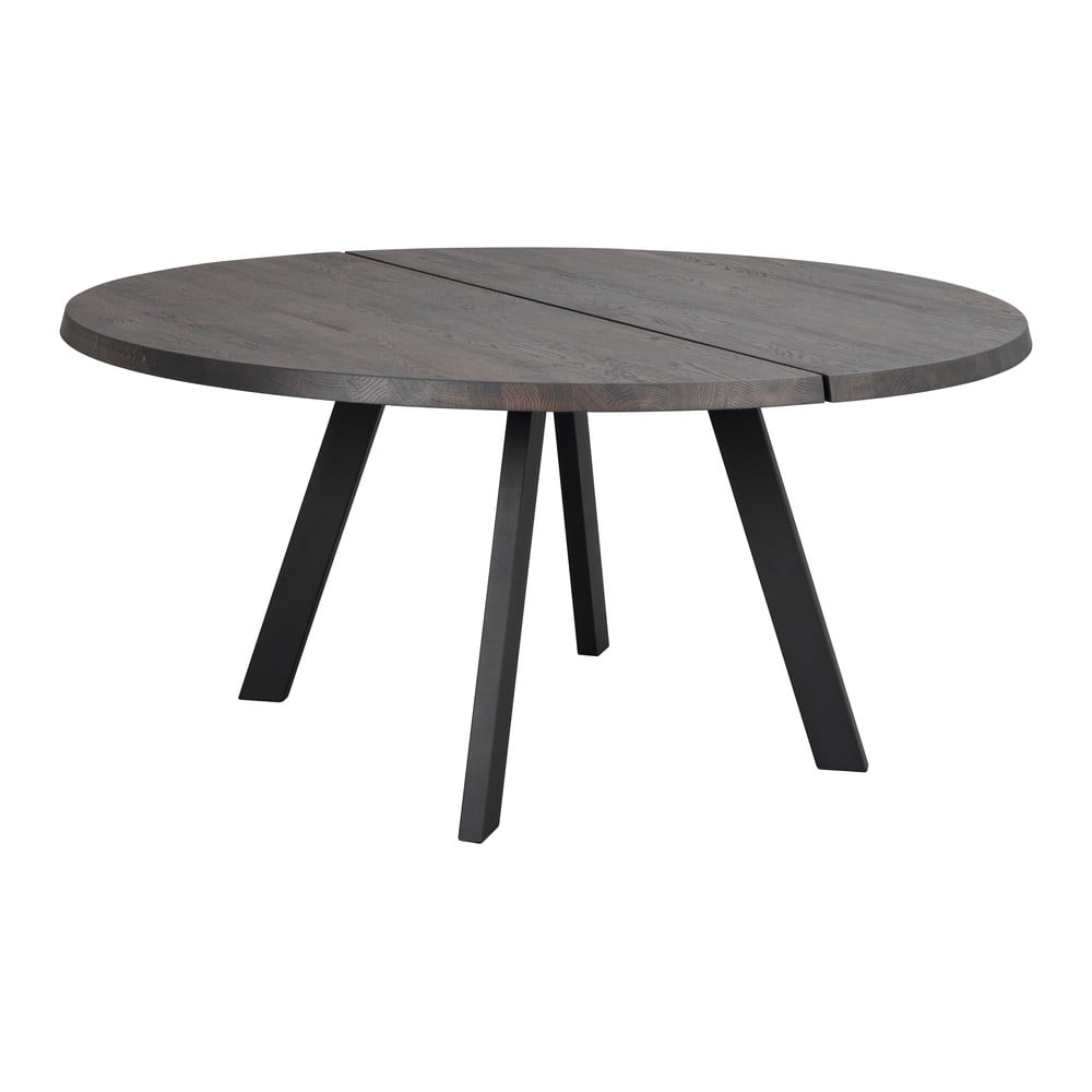 Tmavě hnědý kulatý jídelní stůl z dubového dřeva Rowico Freddie, ø 160 cm