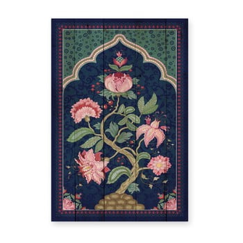 Tablou din lemn de pin madre selva rosie, 40 x 60 cm