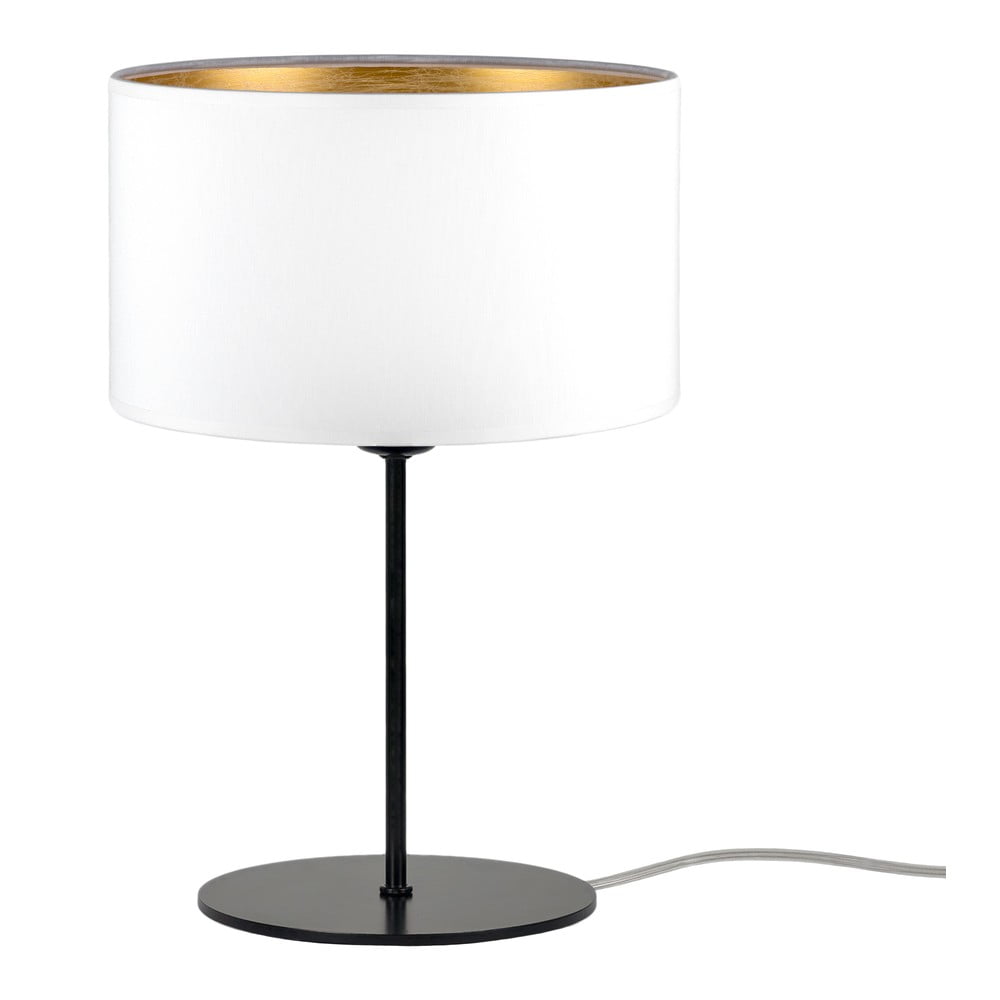 Bílá stolní lampa s detailem ve zlaté barvě Bulb Attack Tres S, ⌀ 25 cm