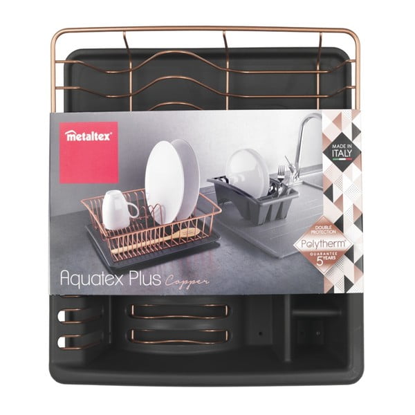 Odkapávač s podložkou v měděné barvě Metaltex