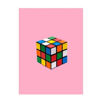 Poster Blue-Shaker Objets Cultes Rubiks Cube, 30 x 40 cm