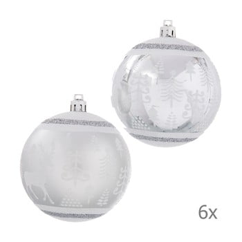 Set 6 decorațiuni de crăciun unimasa deer, argintiu